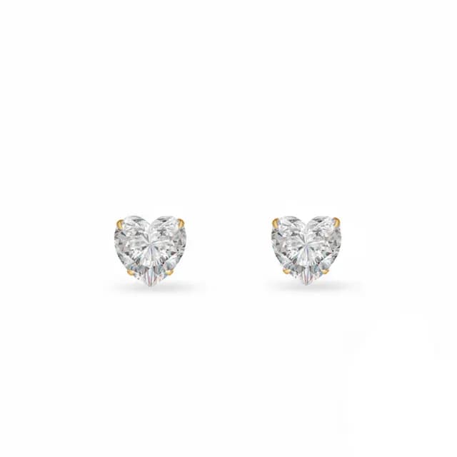 【City Diamond 引雅】18K日本晶鑽黃K金愛心造型耳環(東京Yuki系列)