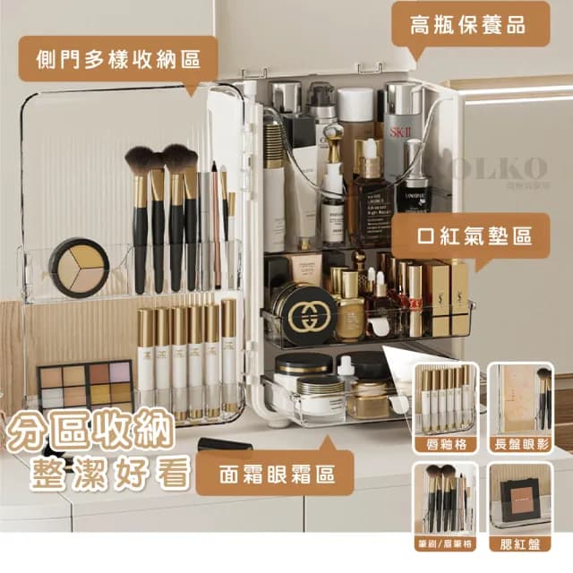 【Clook 鹿客家居】方形化妝品收納盒(保養品收納 收納架 飾品收納 眼影盤收納)