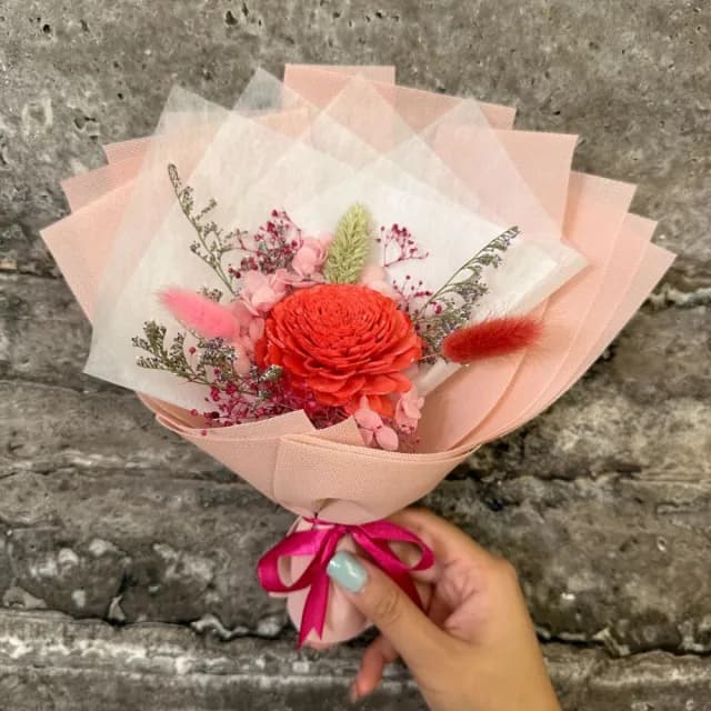 【A-ONE 匯旺】不凋花束 紅玫瑰花索拉花 香皂花 永生花束 通草花 情人節 生日禮物伴娘禮 婚禮小物