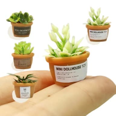 【盆肉】模型微縮迷你仿真盆栽-4件套(仿真植栽 造景擺飾多肉植物 可愛 小物 桌面擺設 微景觀 辦公室)