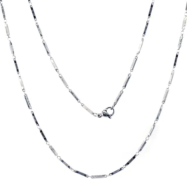 【JING YANG 晶漾】白鋼項鍊簡約長方塊細鍊款(生日禮物男女送禮)