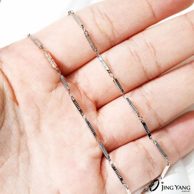 【JING YANG 晶漾】白鋼項鍊簡約長方塊細鍊款(生日禮物男女送禮)