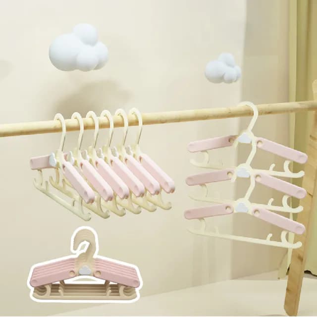 【伸縮衣架】多功能可伸縮兒童晾曬衣架-5入(尺寸自由調節 防滑 小孩 寵物 嬰兒 摺疊晾衣架 旅行)