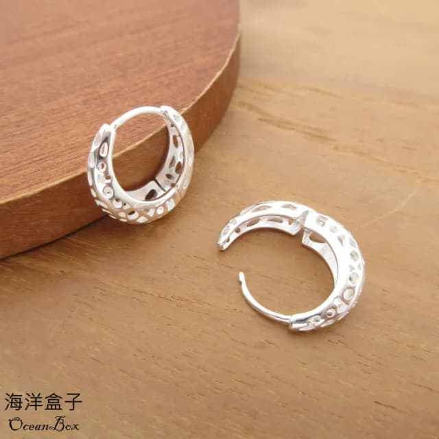 【海洋盒子】母親節禮物 可愛亮面洞洞針式易扣925純銀耳環(圈圈耳環)
