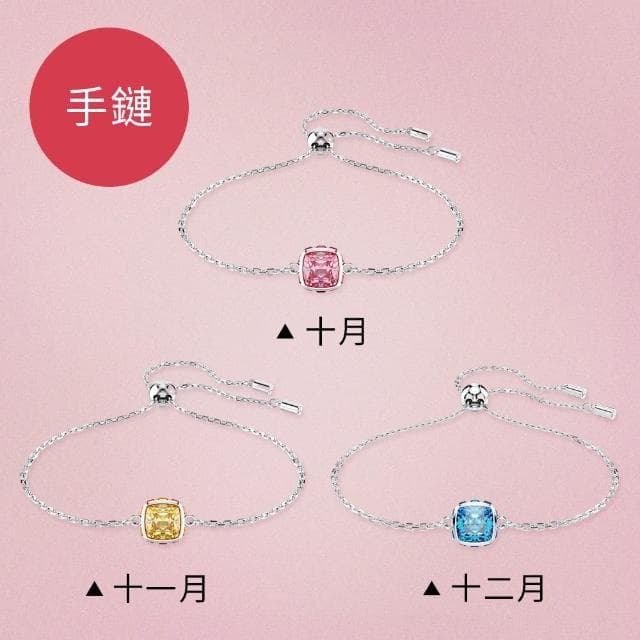 【SWAROVSKI 施華洛世奇】誕生石套組 手鏈+項鏈 情人禮物 生日石 情侶款(幸運生日石)