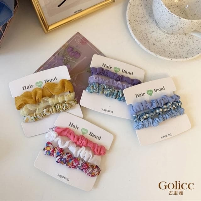【Golicc】髮圈 森林系 網紗小腸圈 3入組(母親節 生日 情人節 髮飾 頭飾 大腸圈 髮夾 禮物)