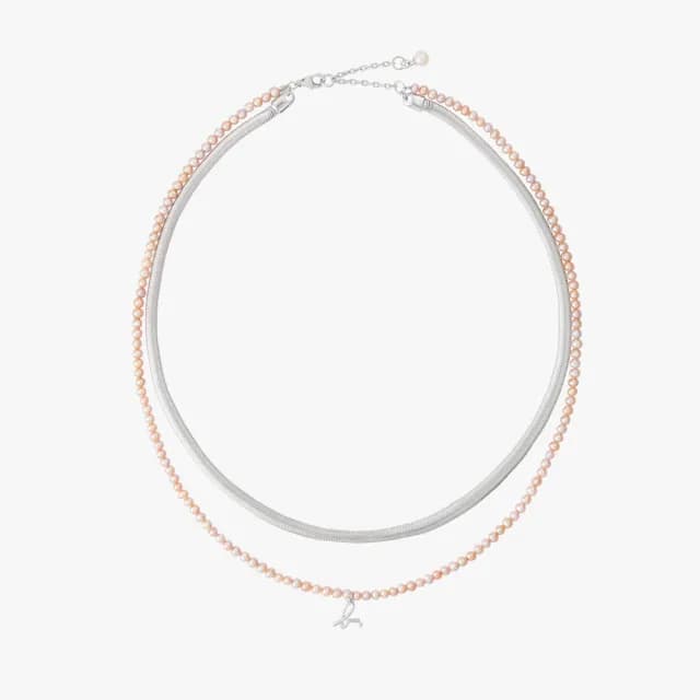 【agnes b.】bijoux Mini Pearl系列純銀珍珠項鍊(銀色)