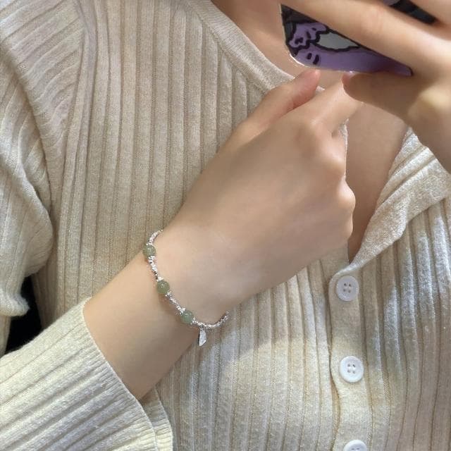 【LEESA】純銀手鍊\銀飾\納福\碎銀手鍊\女手鍊\本命年\細手鍊\精緻感\仿和田玉手鍊\手飾\送女生\生日禮物