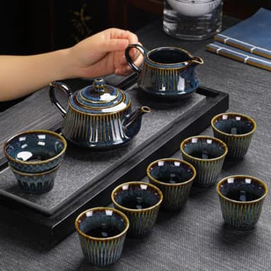 【TEA Dream】日式窯變俐落質感茶具套組(父親節禮物 泡茶工具)