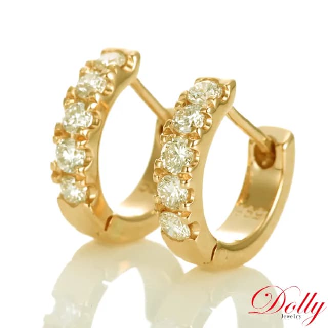【DOLLY】0.40克拉 F/VS2 天然鑽石14K黃K金鑽石耳環-003(母親節 長輩送禮 交換禮物首選)