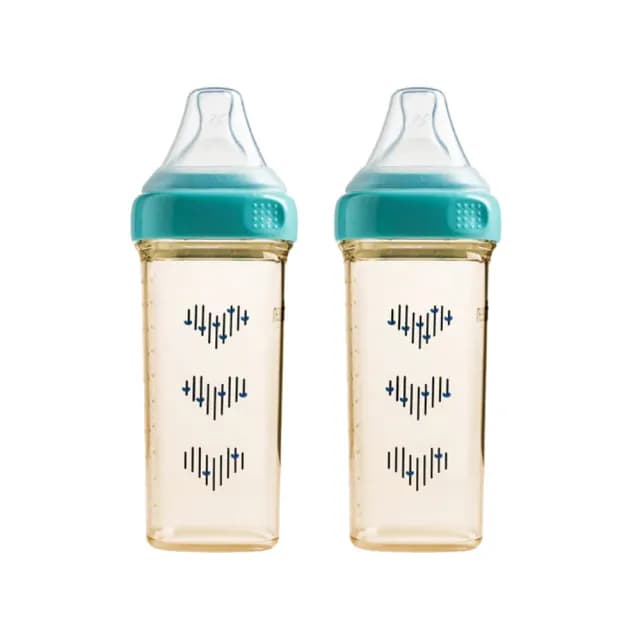 【hegen】x Selina 聯名款PPSU多功能寬口奶瓶330ml - 誕藍 - 2入組(限量/母嬰用品/新生禮/學習水杯)