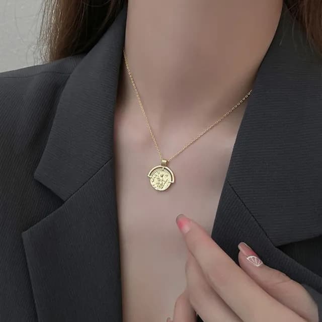 【KT DADA】情人節禮物 包包 項鍊 長項鍊 女生項鍊 韓國飾品 金幣項鍊 錢幣項鍊 情侶項鍊 閨蜜項鍊 復古項