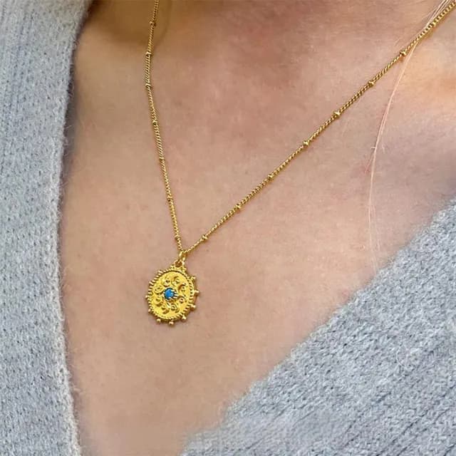 【KT DADA】情人節禮物 包包 金幣項鍊 太陽項鍊 女生項鍊 復古項鍊 寶石項鍊 韓國項鍊 個性項鍊 閨蜜項鍊 i