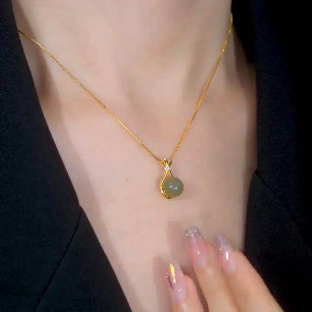 【MoonDy】包包 女生項鍊 鑽石項鍊 細項鍊 葫蘆項鍊 開運項鍊 金色項鍊 生日禮物 小禮物 送禮 純銀項