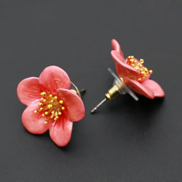 【巴黎精品】現貨+預購 耳環琺瑯耳飾(紅色臘梅彩釉桃花女飾品2款a1gf39)