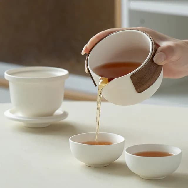 【AHOYE】180mL旅行用茶壺茶杯 三件組(泡茶壺 露營用品 茶具組)