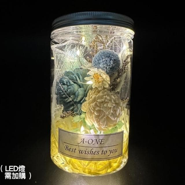 【A-ONE 匯旺】碎冰藍玫瑰花罐 畢業禮物 通草花 索拉花 永生花 乾燥花瓶 婚禮情人禮物
