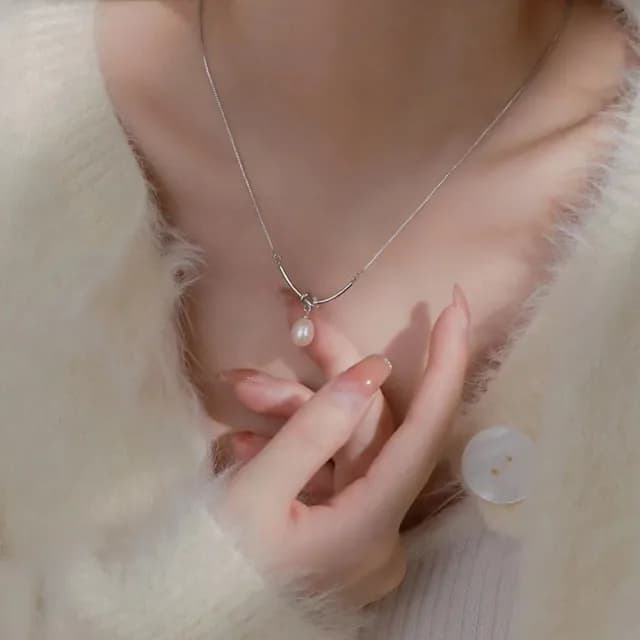 【KT DADA】包包 銀項鍊 珍珠項鍊 純銀項鍊 鎖骨鏈 項鍊女 生日禮物 女生情人節禮物 飾品配件 閨蜜項