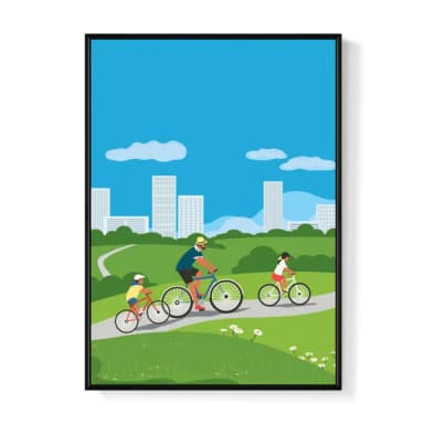 【菠蘿選畫所】跟著老爸出遊去II - 50x70cm(親子插畫掛畫/父親節禮物/療癒小物)