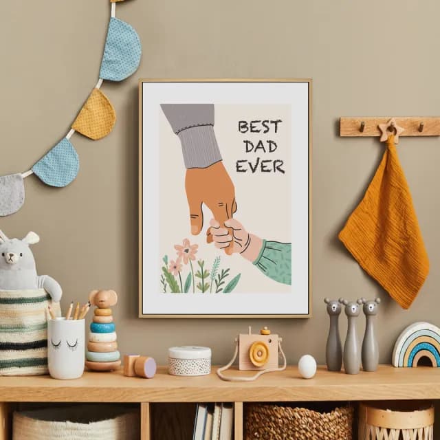 【菠蘿選畫所】BEST DAD EVER - 30x40cm(兒童房插畫掛畫/父親節禮物/手繪爸爸掛畫)