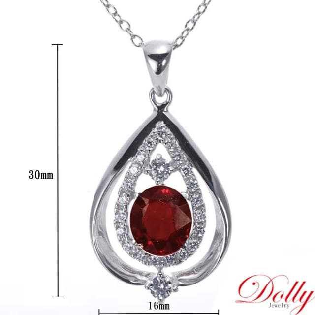 【DOLLY】1克拉 豔紅色尖晶石18K金鑽石項鍊-002(情人節 交換禮物首選)