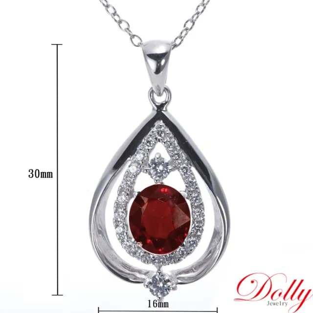 【DOLLY】1克拉 豔紅色尖晶石18K金鑽石項鍊-002(情人節 交換禮物首選)