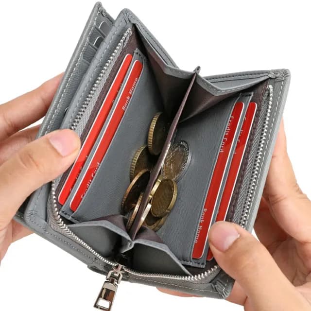 【LEEHER】拉鍊短夾/牛皮短夾/兩折短夾/零錢包/錢包/卡夾零錢包/短夾零錢包/真皮包包 短夾