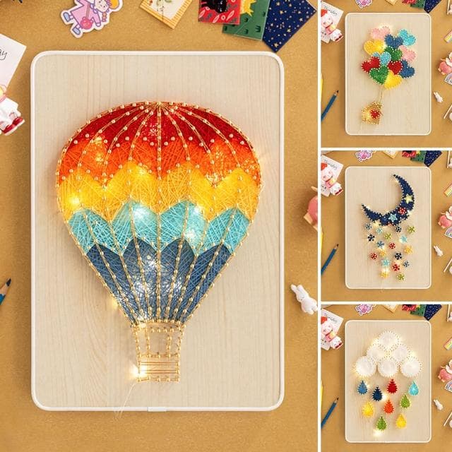 【半島良品】DIY手做創意釘子纏線畫小夜燈(交換禮物 畢業禮物 聖誕禮物 生日禮物 小夜燈)