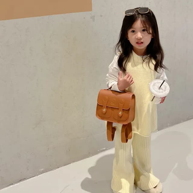 【Starshop】韓版復古風劍橋包 幼稚園/小學後背包 手提包 兒童書包(生日禮物)