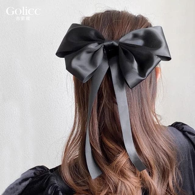 【Golicc】髮圈 明星同款 復古大蝴蝶結飄帶(母親節 生日 情人節 髮飾 頭飾 大腸圈 髮夾 禮物)