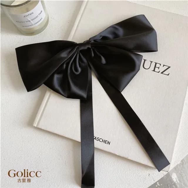 【Golicc】髮圈 明星同款 復古大蝴蝶結飄帶(七夕 情人節 生日 髮飾 頭飾 大腸圈 髮夾 禮物)