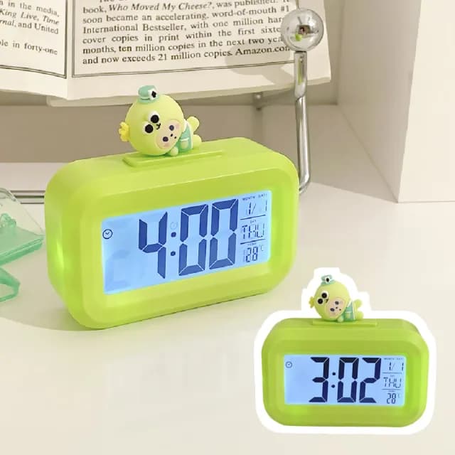 【時間觀念】立體卡通可愛多功能小鬧鐘(時鐘 鬧鈴 禮物 電子鐘 貪睡鐘 溫度顯示 LED時鐘)
