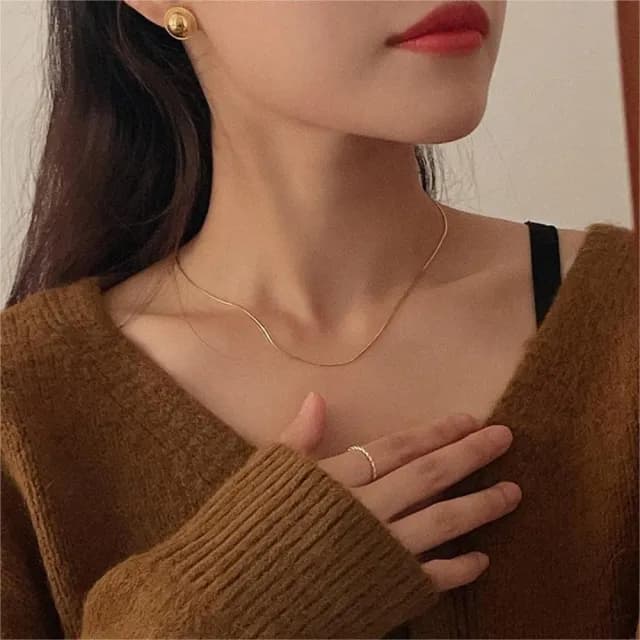 【LEEHER】細項鍊/疊戴項鍊/銀飾/飾品/經典項鍊/蛇骨鍊/韓國項鍊/女生生日禮物/送禮/純銀項鍊/