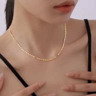 【LEEHER】鍍金項鍊/細手鍊/短項鍊/鎖骨鏈/ins項鍊/扁鍊/復古項鏈/法式項鍊/女生禮物/簡約手鏈