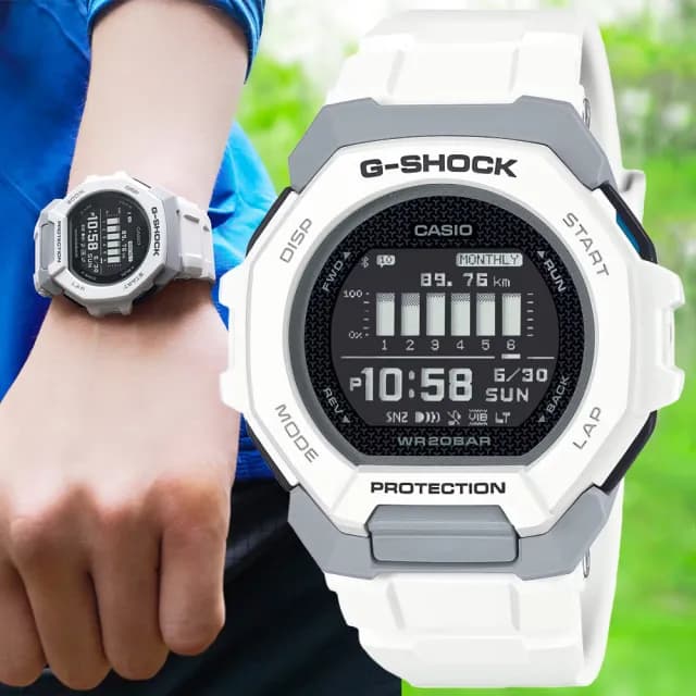 【CASIO 卡西歐】G-SHOCK 藍牙連線 多功能運動腕錶 父親節 禮物  送禮 推薦(GBD-300-7)