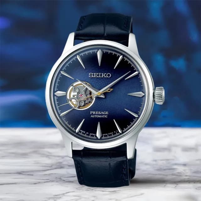 【SEIKO 精工】Presage 開芯鏤空機械錶-40.5mm 七夕 情人節禮物(4R38-01N0B  SSA405J1)