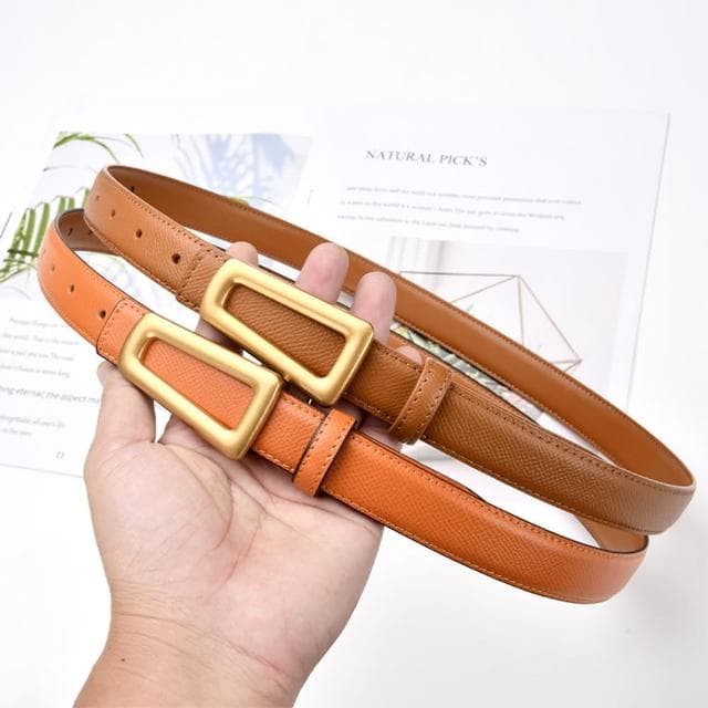 【MoonDy】皮帶 褲帶 腰帶 真皮皮帶 togo皮帶 復古腰帶 女腰帶 細腰帶 棕色皮帶 金扣皮帶 精品腰帶 小禮物