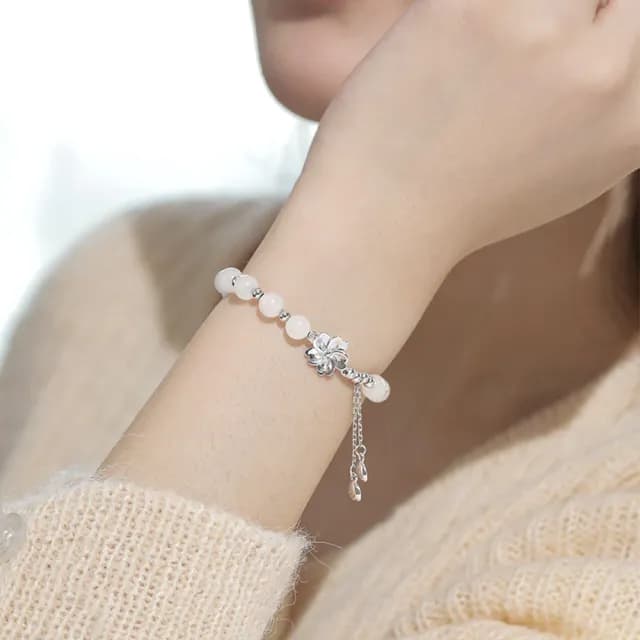 【LEESA】情人節禮物 七夕 玉手鍊\天然石手鍊\手環\串珠手鍊\女生飾品\招財手鍊\平安手鍊\純銀手鍊\銀飾手