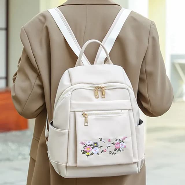【MoonDy】情人節禮物 繡花後背包 尼龍後背包 刺繡包包 女生包包 刺繡雙肩包 時尚媽咪包 外出旅行背包 可愛