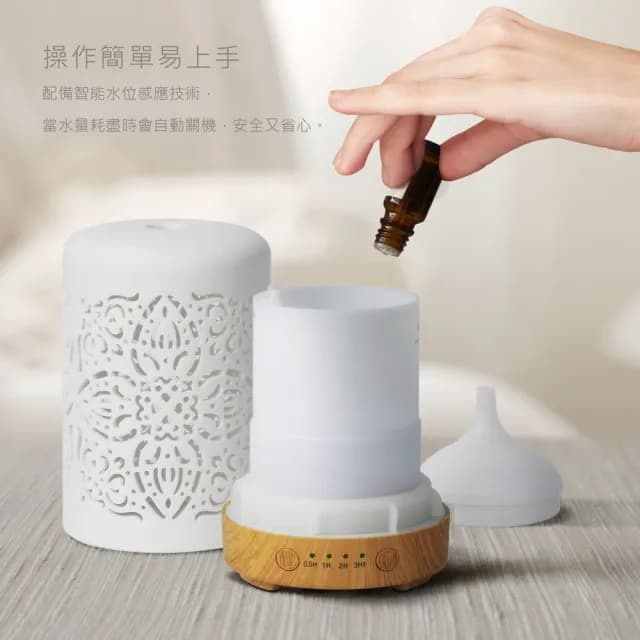 【Earnest Living】陶瓷鏤空水氧機 100ml(加濕器/薰香機/香氛機/精油燈/水氧機)