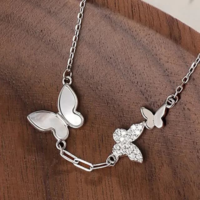 【LEESA】父親節禮物 寶石手鍊\鋯石手鍊\首飾\純銀飾品\純銀手鍊\蝴蝶手鍊\生日禮物\貝母手鍊\手鏈\小眾手