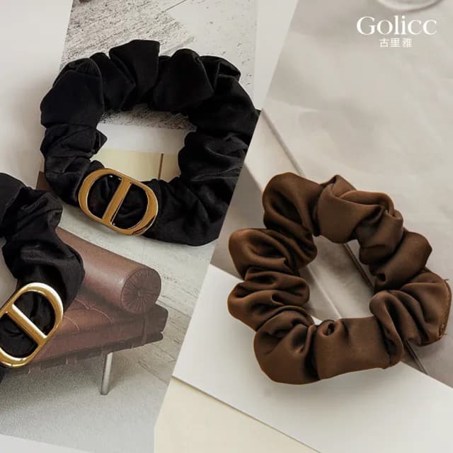 【Golicc】髮圈組合 買1送1 法式簡約優雅(99購物限定 生日 髮飾 頭飾 大腸圈 髮夾 禮物)