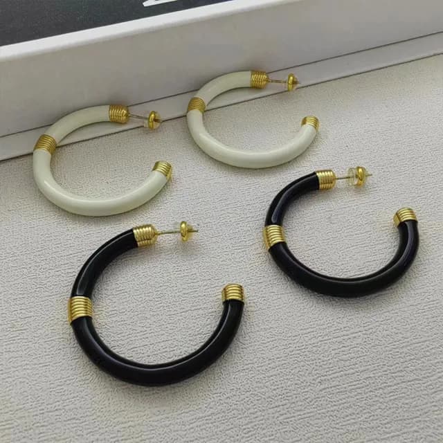 【MoonDy】情人節禮物 包包 純銀耳環 夾式耳環 圈圈耳環 C形耳環 大耳環 耳圈 復古耳環 個性耳環 珐琅耳環