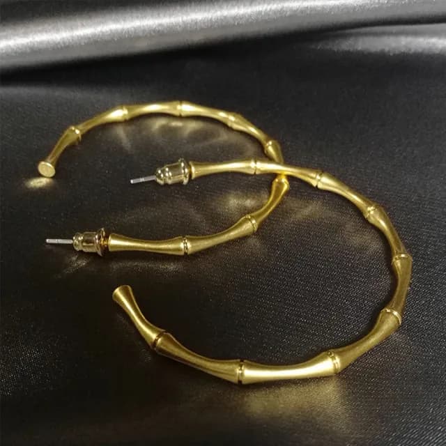 【KT DADA】情人節禮物 包包 純銀耳環 純銀飾品 歐美飾品 竹節造型耳環 大耳環 個性耳環 圈圈耳環 韓國耳環