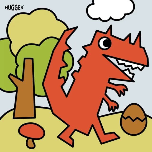 【HUGGER】簇絨黏土數字畫 酷比龍(手工手作 DIY 有框 環保永續 生日兒童節禮物 台灣製造)