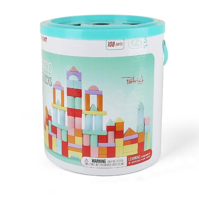【Top Bright】繽紛馬卡龍創意積木桶 108pcs(手眼協調/感統玩具/精細動作/聖誕節禮物)