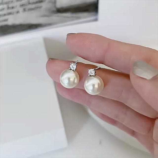 【MoonDy】純銀耳環 珍珠耳釘 圓珠耳環 耳針 女耳環 珍珠耳環 氣質耳環 送女生 禮物 灰珍珠耳環 送閨蜜