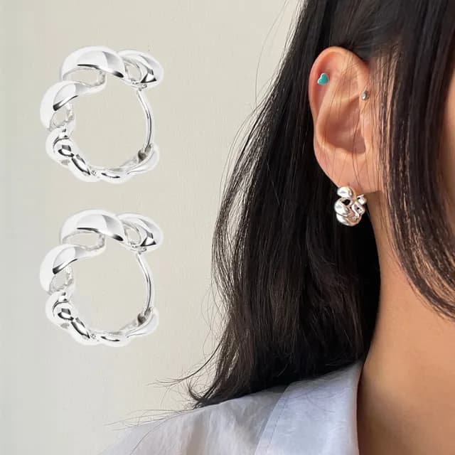 【MoonDy】包包 歐美耳環 韓國耳環 螺旋耳環 麻花耳環 純銀耳環 耳骨 耳扣 耳飾 銀飾 個性