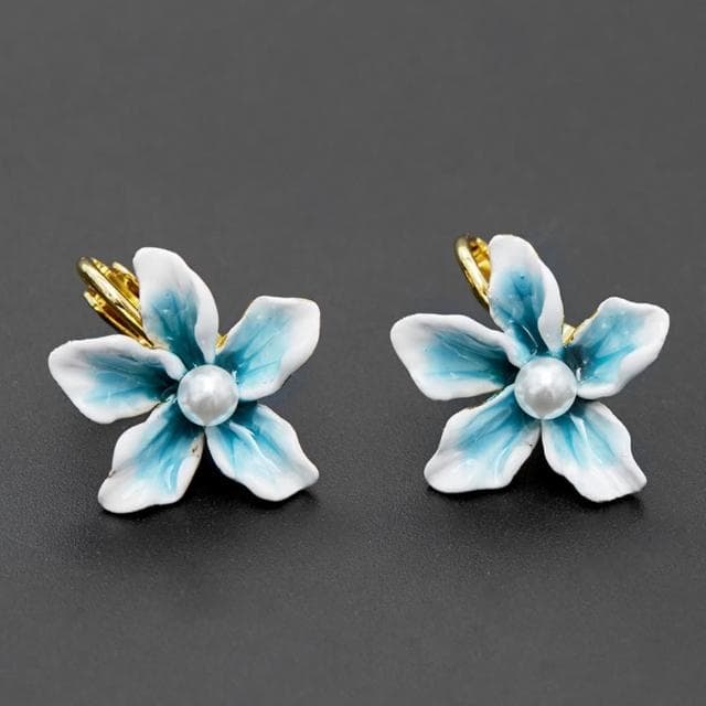 【巴黎精品】現貨+預購 耳環琺瑯耳飾(百合花朵彩釉珍珠女飾品2款a1gf58)