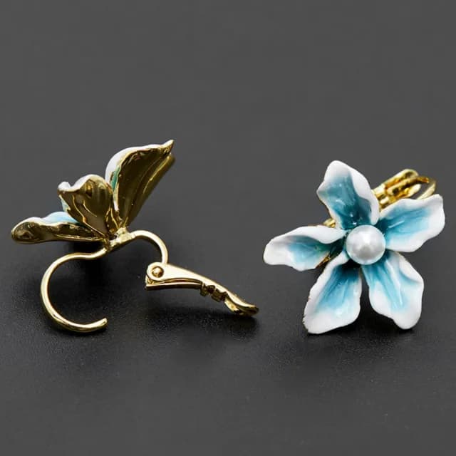 【巴黎精品】現貨+預購 耳環琺瑯耳飾(百合花朵彩釉珍珠女飾品2款a1gf58)
